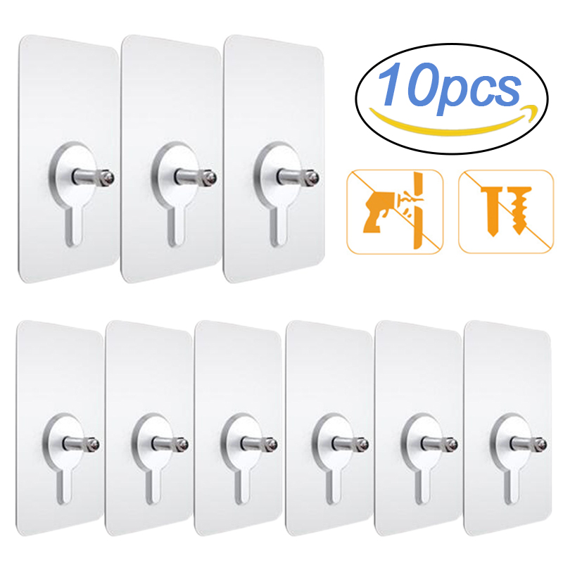 Kitchen Appliances Cabinet - 10 adet Raf Yapışkanlı Duvar Kancaları