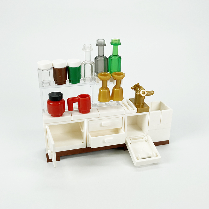 MOC blok yaratıcı oyuncaklar m - Kitchen Appliances Cabinet incelemesi ve fiyatı